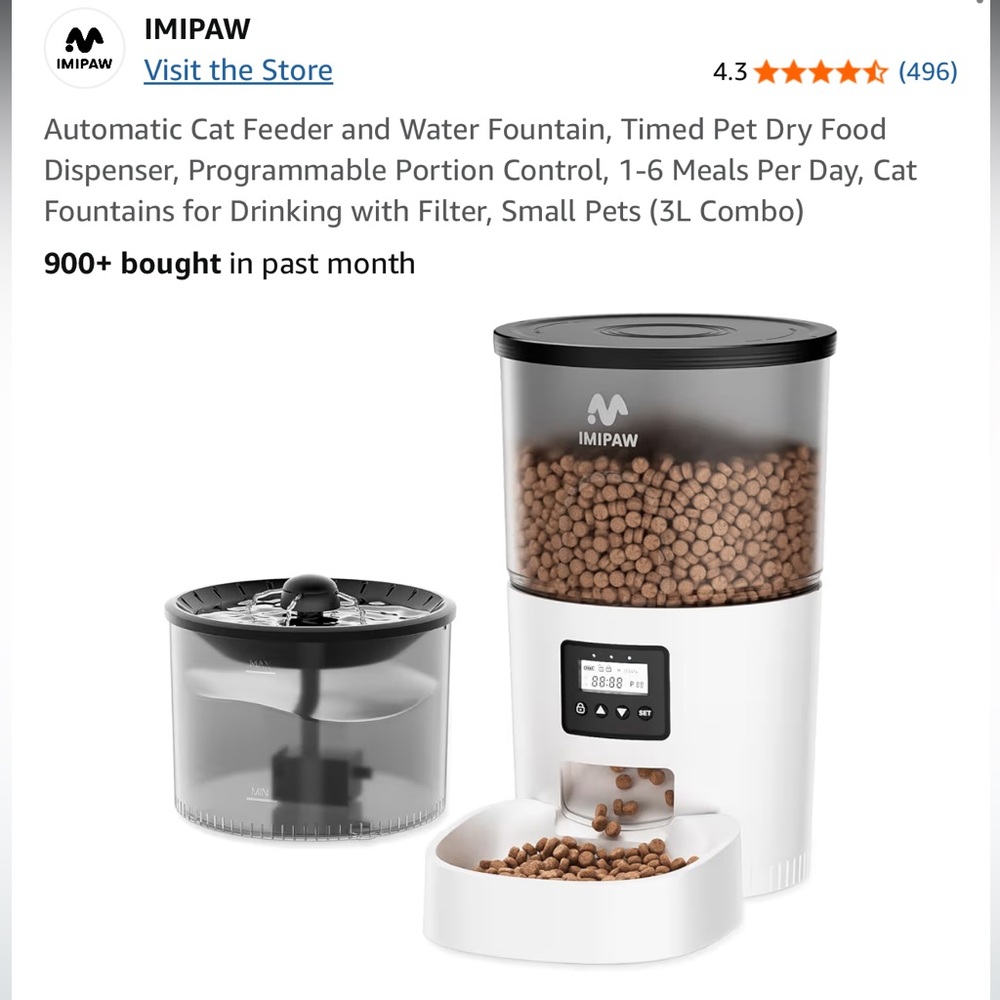 White and Black Cat Water Fountain ONLY